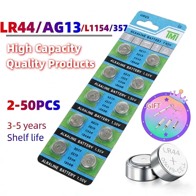 

LR44 AG13 357 SR44 LR1154 L1154 1.5V Button Coin Cell Battery | For Watches Toys Remotes