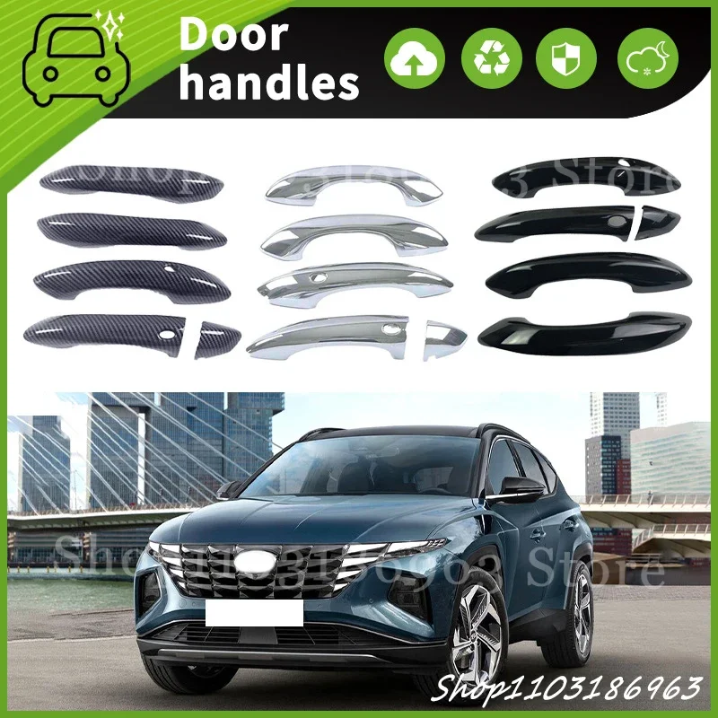 

For HYUNDAI TUCSON L 2021-2023 Gloss Black Chrome Car Door Handle Cover Trim Styling Accessories Car Stickers Auto Accessories