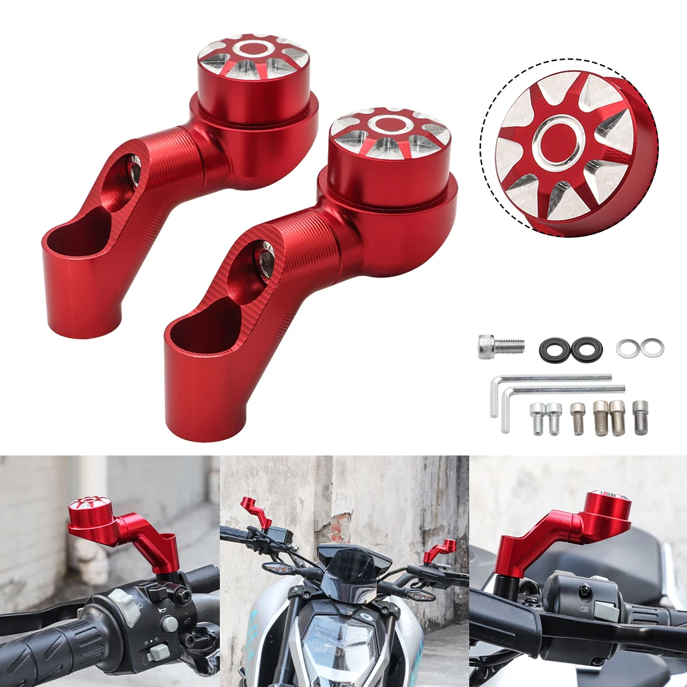 Espelhos retrovisores da motocicleta extensão riser estender adaptador espelho extensor adaptadores riser suprimentos retrovisores base espelhos preto