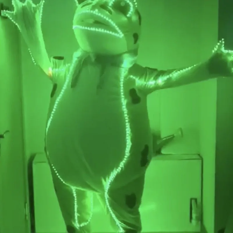 New Arrival Blow Up Frog Suit Light-UP Glowing Infltable Frog Clothes Party Halloween Props Kids Gift