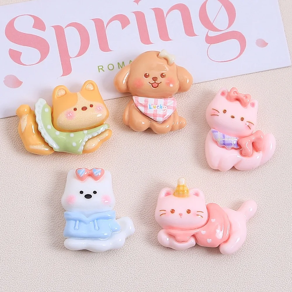 

Kawaii Cartoon Animal Resin Figure Cabochon 20pcs Flatbacks for DIY Jewelry Making Wholesale Scrapbook Decoration Accessory