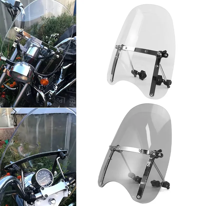 Clear/Smoke Universal Motorcycle Windshield Motorbike Handlebar Deflector Windscreen For Harley Suzuki Kawasaki Yamaha Dirt Bike