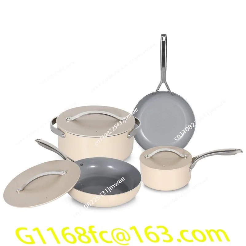 Hot Selling Aluminum Cookware, Ceramic Non Stick Pan, Frying Pan, Milk Pot, Holiday Gift Set of Seven Pieces, Pot Set