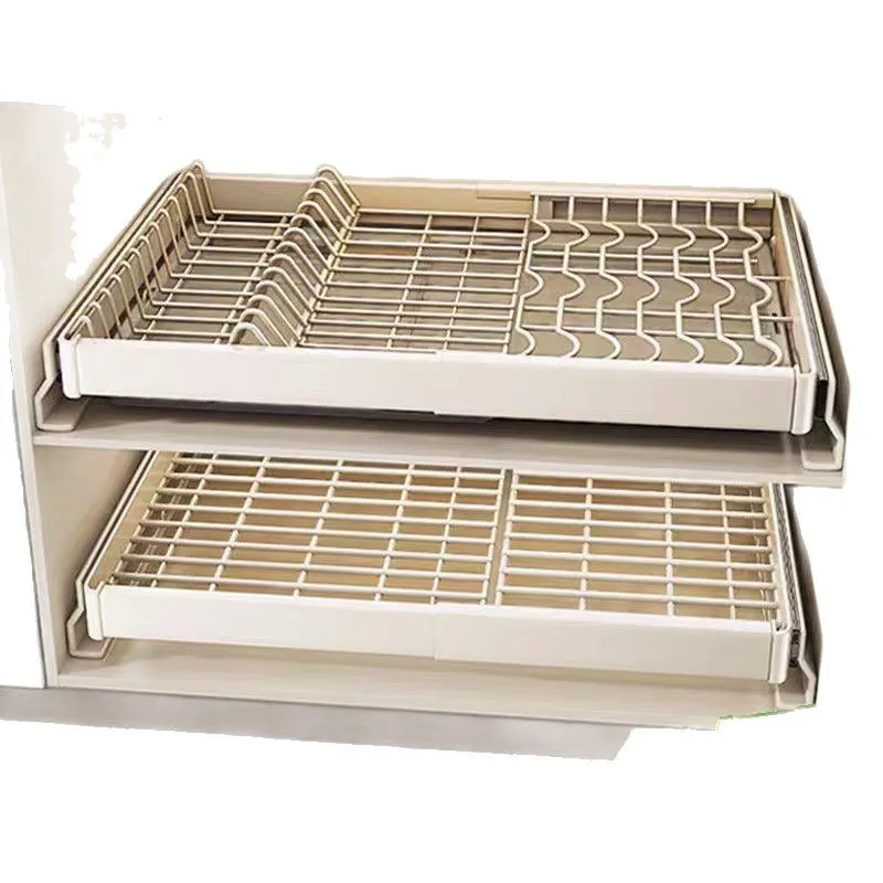 

Non-punching Dish Shelf Retractable Cabinet Pull Basket Cabinet Pull Drain Rack Kitchen Storage Rack