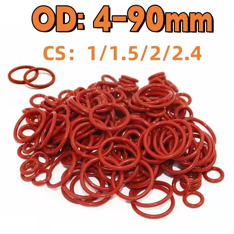 

Red Silicone O Ring CS 1/1.5/2/2.4 VMQ Sealing Gasket Ring Waterproof Washer Heat-Resistant Food Grade Silicone Insulated Gasket