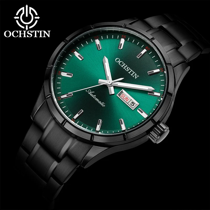 OCHSTIN Men's Automatic Mechanical Movement Solid Stainless‑Steel Bracelet Waterproof Wristwatch Man Upscale Fashion Clock