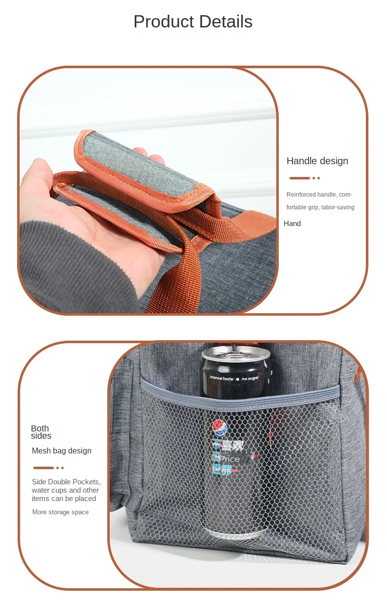 Tragbare Lunchtaschen mit doppelter Schicht, Lebensmittelbox, robuste Camping-Rucksäcke aus Oxford-Gewebe, Kühlbox, große Kapazität, ideal für Picknicks, langlebig, für Grillabende im Freien. – Detail 3