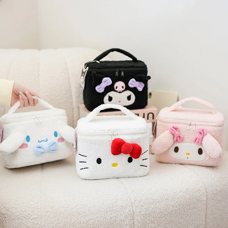 Sanurgente-Sacs à cosmétiques Hello Kitty, Cinnamoroll My Melody, Sacs de maquillage de grande capacité, Sac de rangement de voyage Kuromi, Poudres lavantes portables