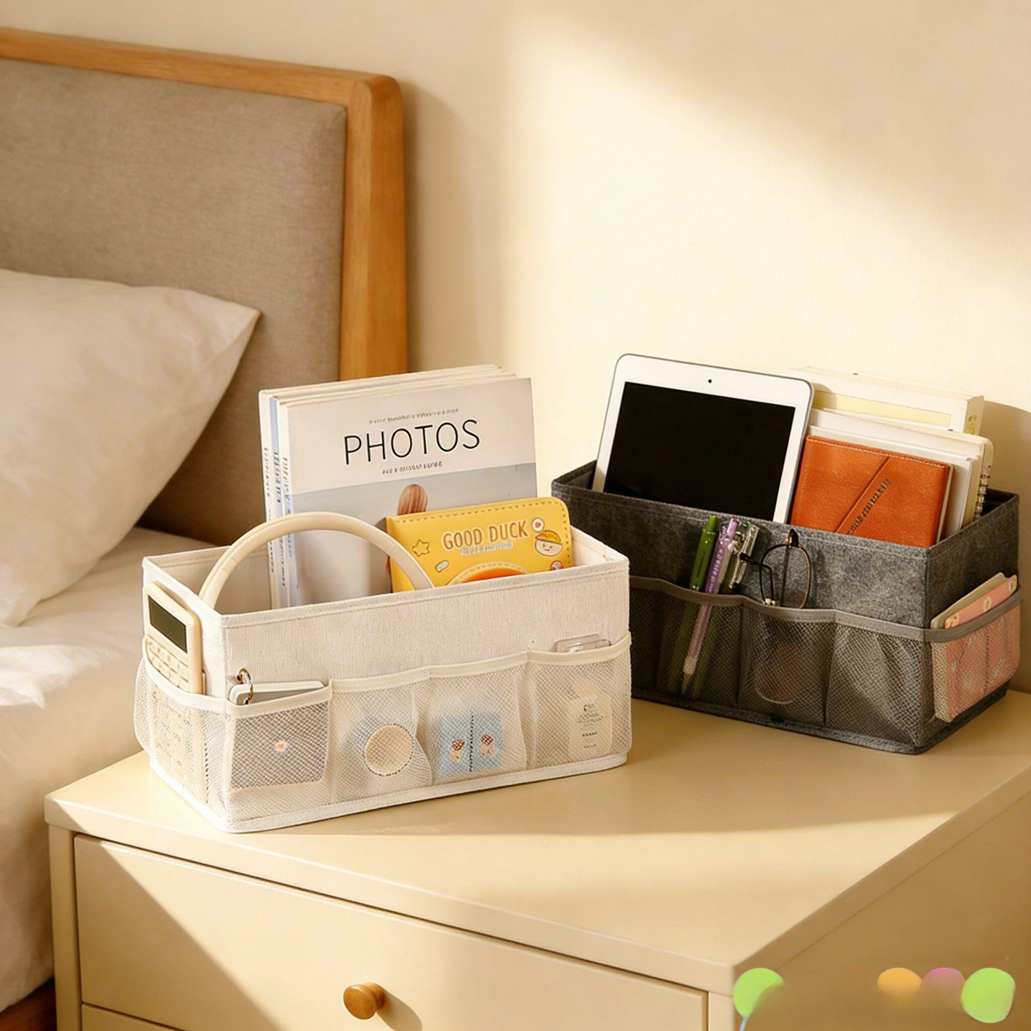 

Bedside Table Fabric Storage Box Living Room Coffee Table Bedroom Office Miscellaneous Items Rack Remote Control Organizer