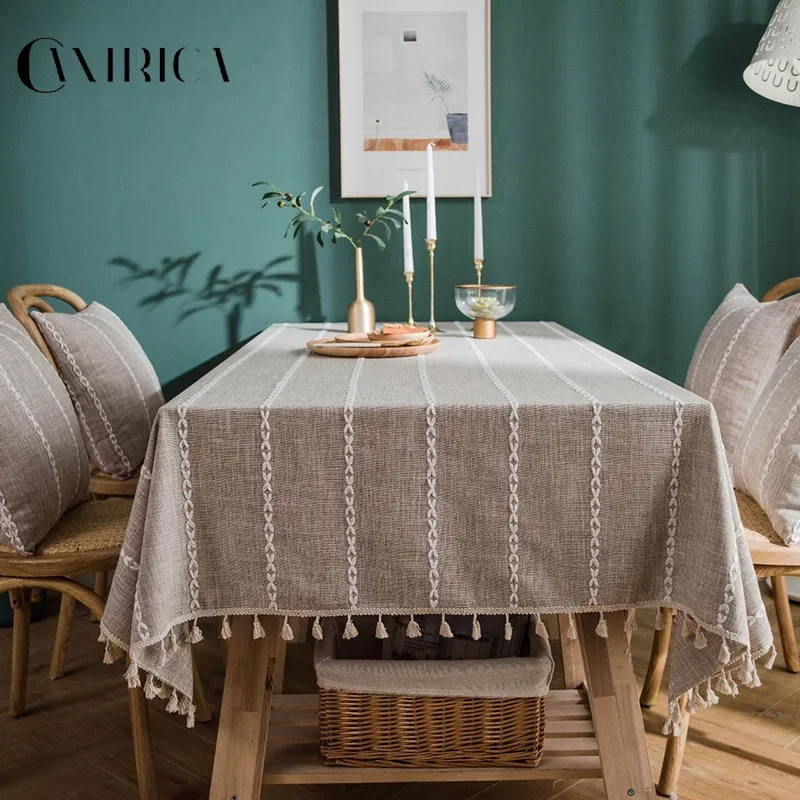 

CANIRICA Tablecloth Rectangular Linen Table Cloth Rectangle Table Cover For Kitchen Dressing Mantel Mesa Wedding Home Decoration