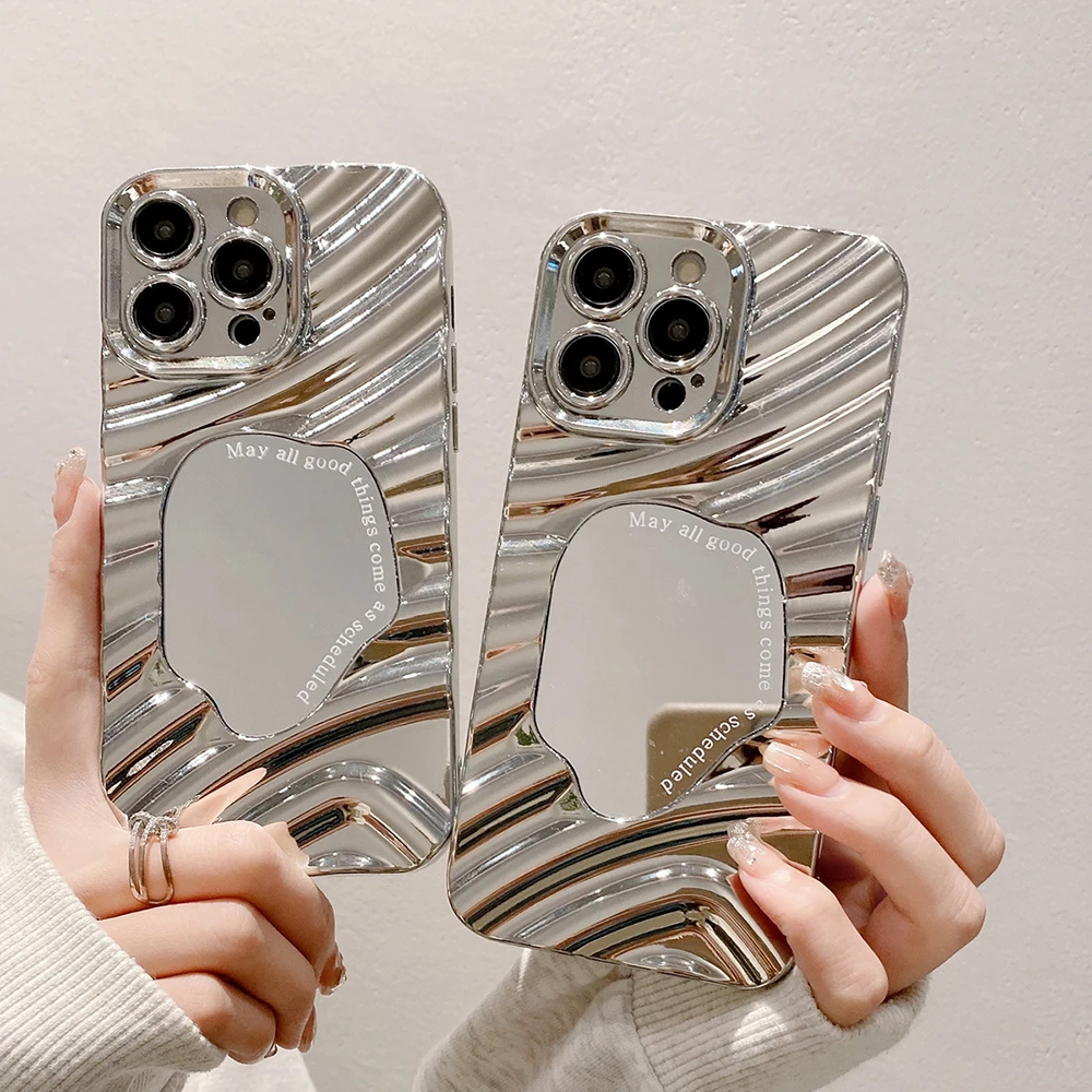 

Make Up Mirror Phone Case For Samsung A55 A16 A54 5g A34 A25 A32 A52 A53 A52S A05S A15 A24 A33 A12 A35 A23 A14 A21S Wavy Cover