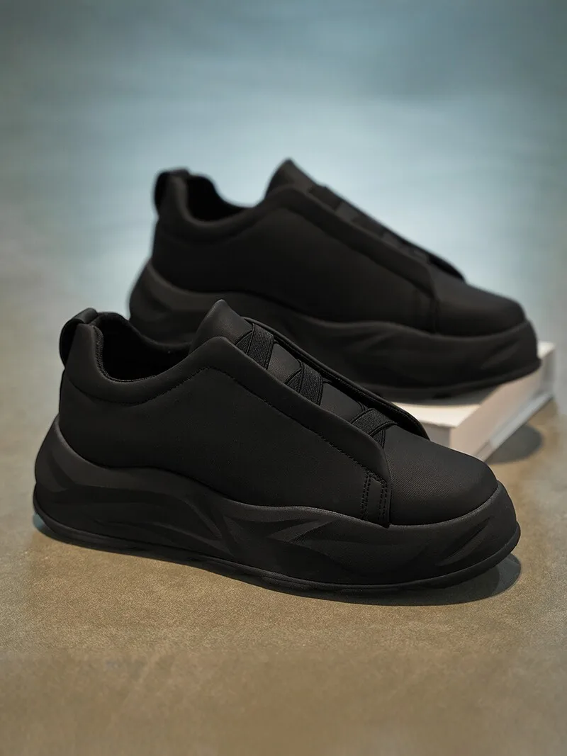 Casual Men's Shoes Spring Autumn Thick Bottom Heightening Black Warrior Bread Trendy Shoes Easy to Wear Sport Leisure Youth