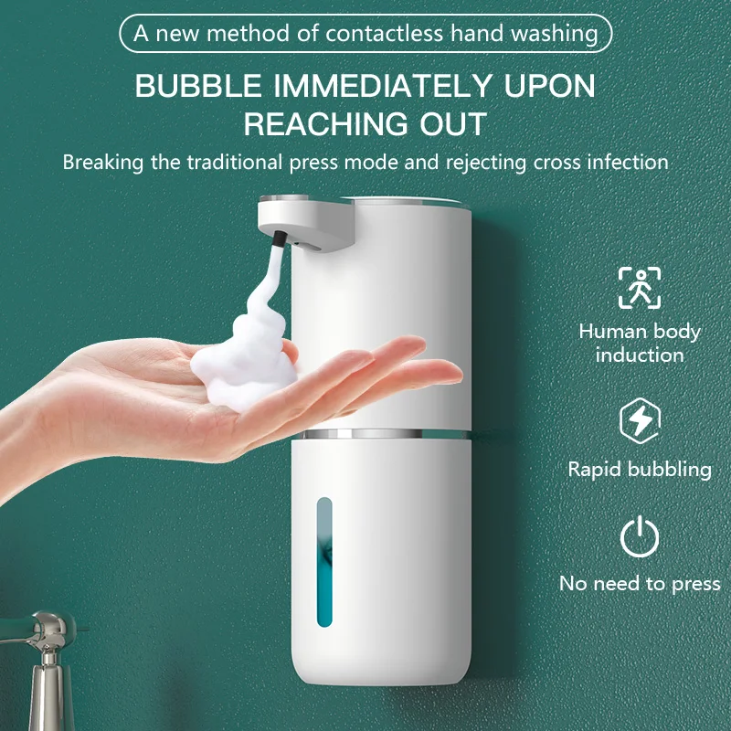 380ml Automatic Soap Dispenser Touchless Foaming Soap Dispenser USB Rechargeable Electric 4 Level Adjustable Foam Soap Dispenser