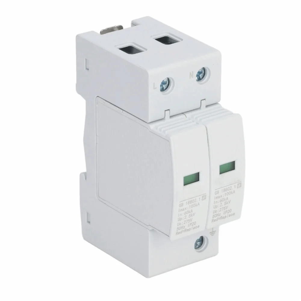 

Quick Response 100KA Voltage Protection Arrester 2P 275V Protector Lightning Arrester Distribution Box