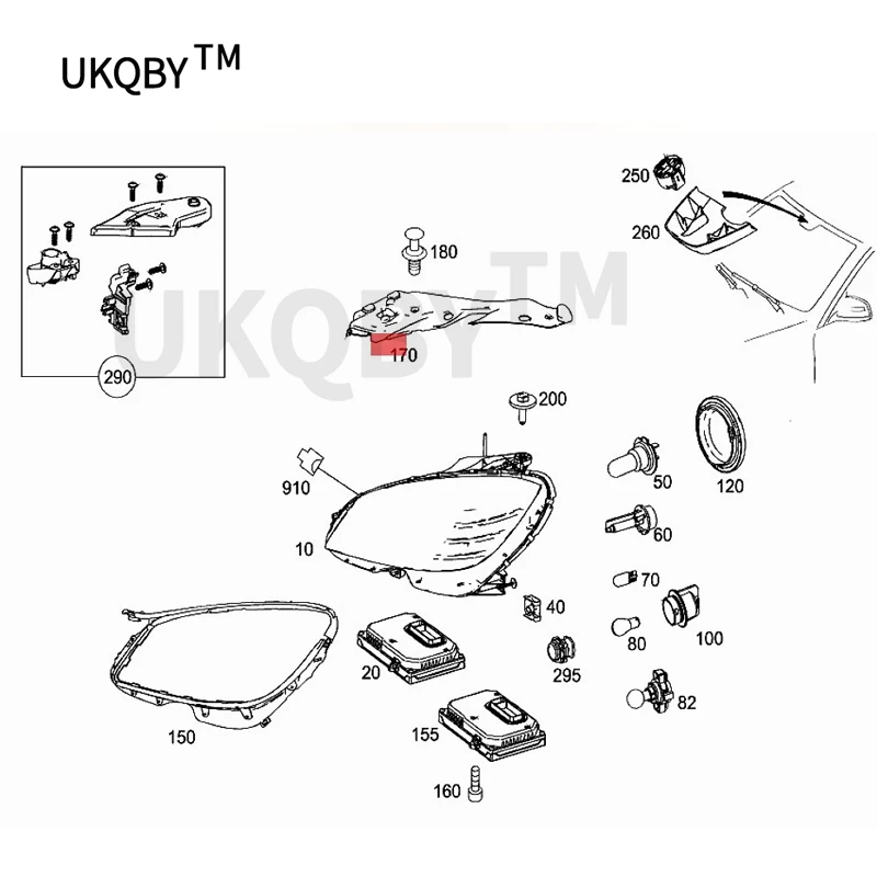 Me rc ed es Be nz FG w204 car Cover plate Right/left headlamp Front lighting A2048261424 A2048261324