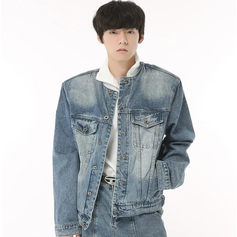 

Korean Fashion Men's Jean Jackets Casual Mens Jeans Pants Street Vintage Unisex Loose Coats Tracksuit Men Costume Homme 2 Pièces