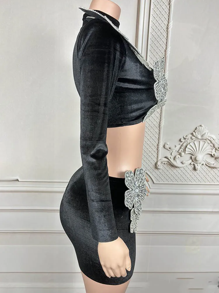 High Quality Hot Stamping Decal Short Top+Elastic Hip Wrap Skirt Two-Piece Set 2024 New Fashionable Custom Women'S Clothing