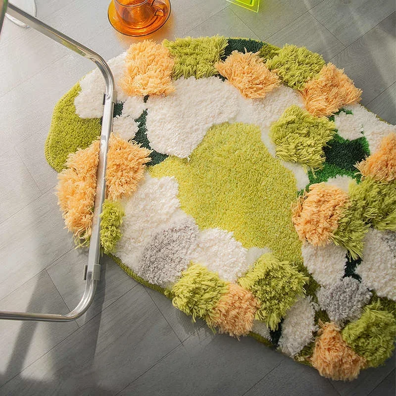 Tufting Moss Carpet Aesthetic Antislip Bathroom Rug High-Quality Fluffy Green Muscus Mat Bedrooom Decoration Headboard Carpet