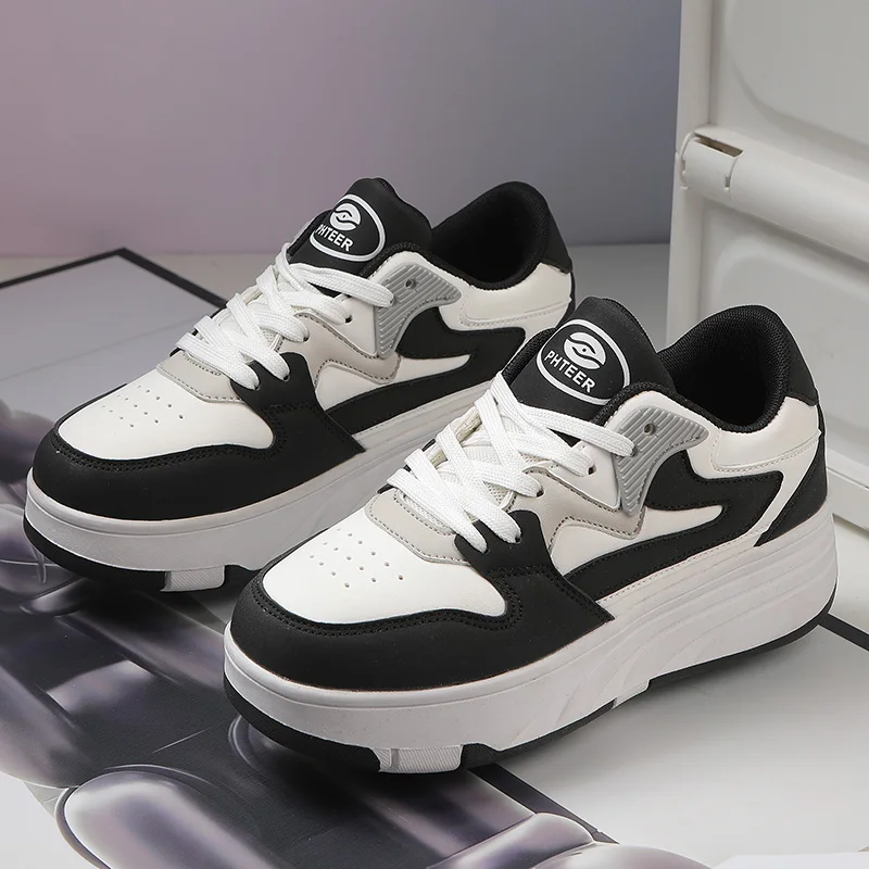 

Roller Skate Shoe Walking Shoes With Four-wheel Student Sports Pulleys Walking Shoes With Wheels Summer Spring Kids Sneakers