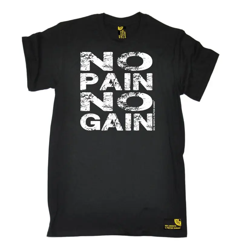 

No Pain Gain T Shirt Body Building Weights Gym Training Birthday Fashion Gift
