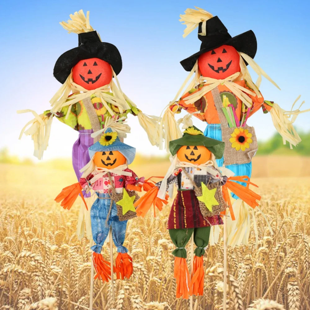 Harvest Scarecrow Durable Straw Doll Fall Autumn Standing Scarecrow for Festival Scarecrow Thanksgiving Halloween Decorations