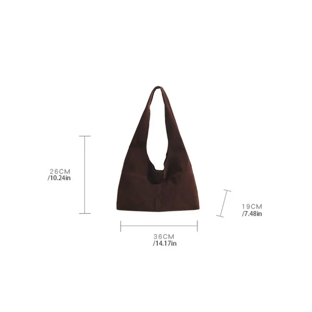 Casual Handbag Suede Shoulder Bag Brown Solid Color Hobo Bag Korean Style Fashion Ladies Tote Bag Streetwear