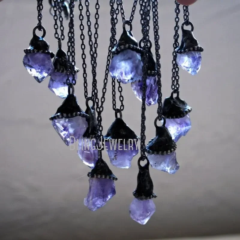 

10pcs Amethyst Crystal Arcane Pendant Witch Pendant Talisman Gothic Tiki Steampunk Witchcraft Necklace Women Goth Emo Jewelry