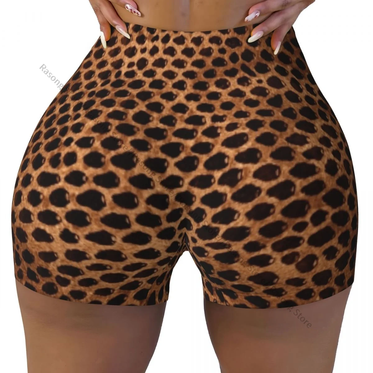 Pantaloncini da yoga da donna Texture pelle di serpente Stampa Scrunch Booty Butt Lifting Comfort Fitness Gym