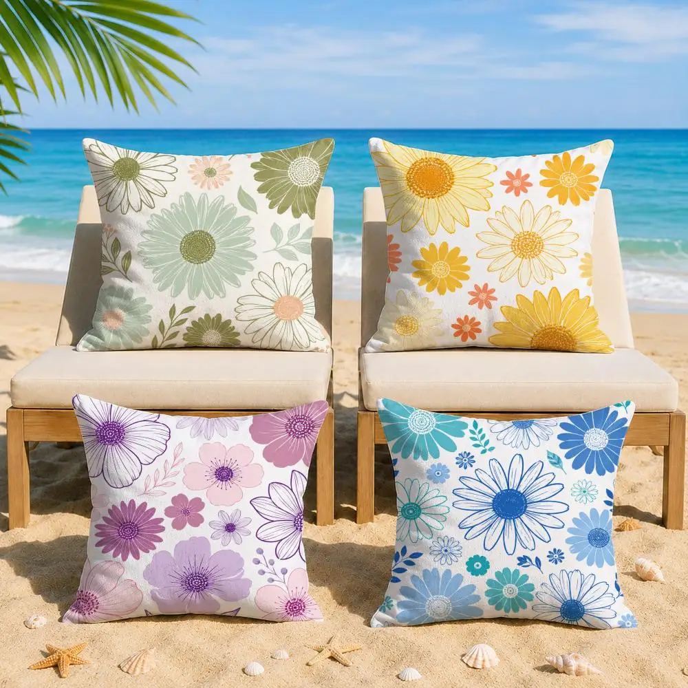 Big Chrysanthemum Cushion Cover Short Plush Soft Double-Sided Printing Pillow Case Cozy Sofa Bedroom Home Decor Gift