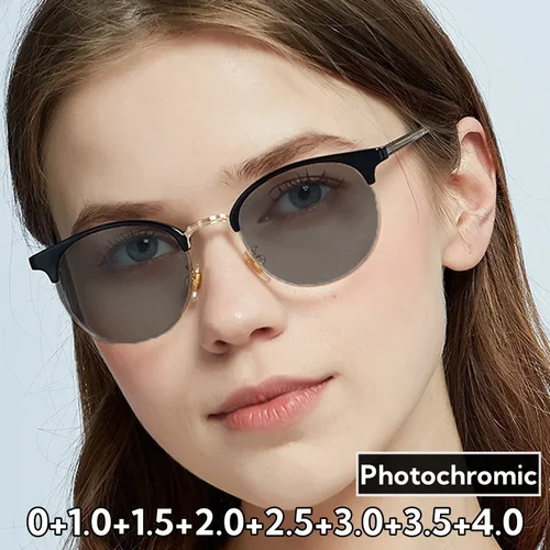 Gafas de lectura para mujeres y hombres, gafas de sol redondas Vintage para exteriores que cambian de Color, gafas de sol para hipermetropía, gafas para presbicia más terminadas
