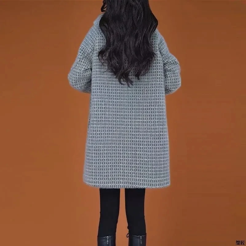 Abrigos de mezcla de lana abrigo medio largo para mujer personalizado mujer otoño terciopelo lavado contrastante minimalista estilo nórdico Club ocio Casual