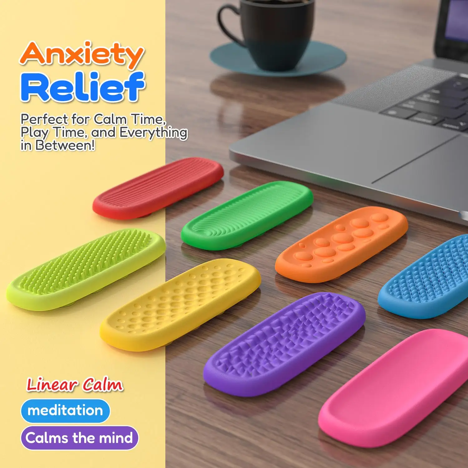 Fidget Toy Piedra sensorial, EDC Fidgeting Antistress Ansiedad Sensorial Anti estrés Aliviador de juguete para adultos Niños Autismo TDAH 8 piezas