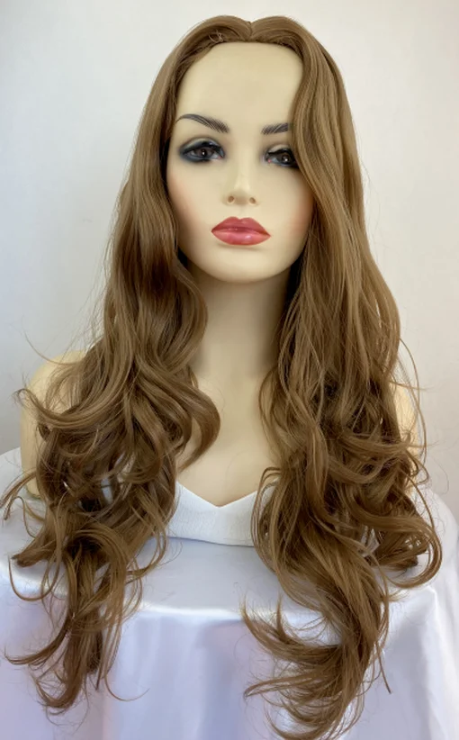 Long Curly Synthetic Wig Brown Women Hair Party Wig