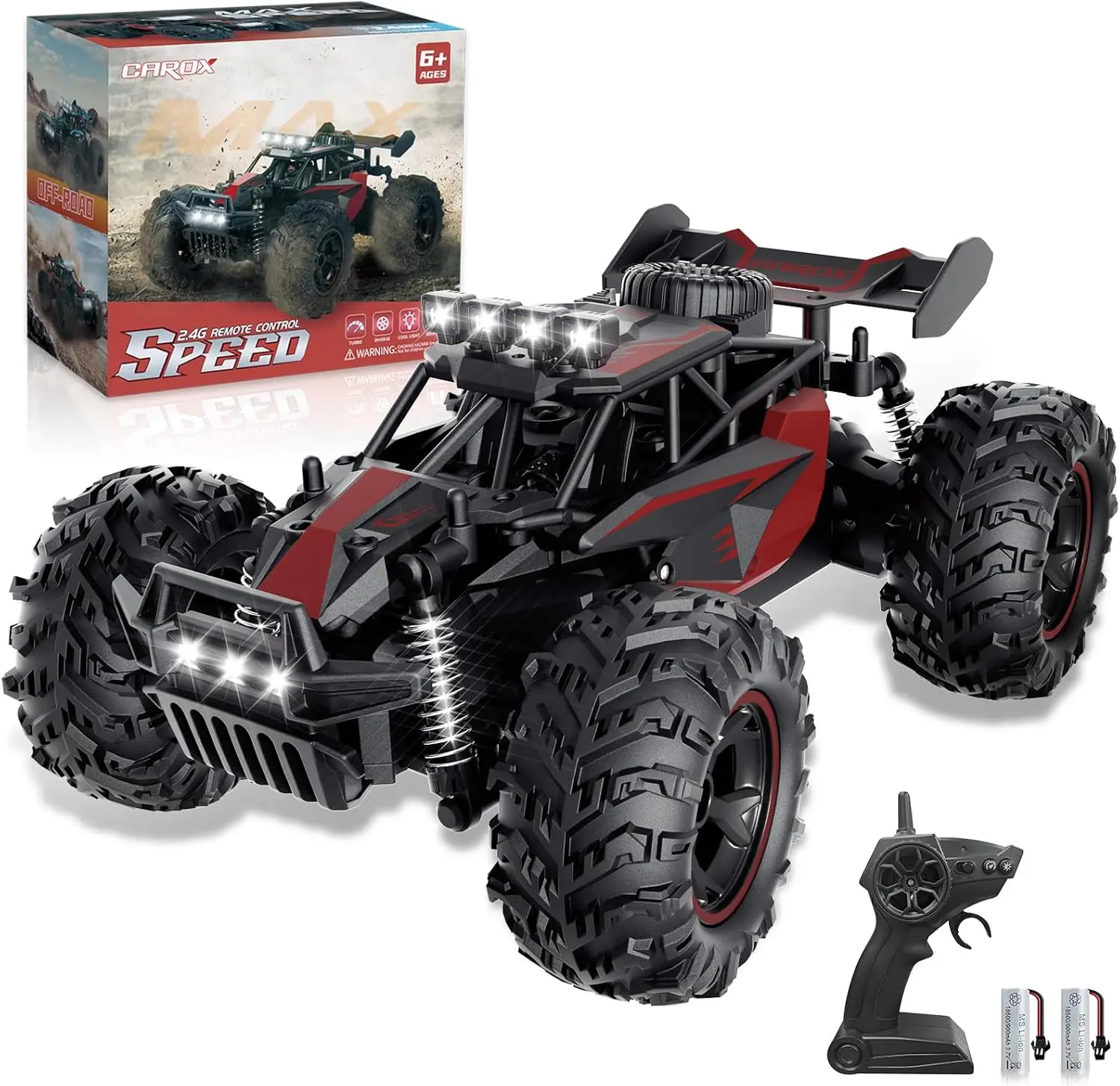 

Remote Control Car, 2.4GHz 25KM/H High Speed RC Car, 1:18 Off-Road Monster Truck with LED Lights and