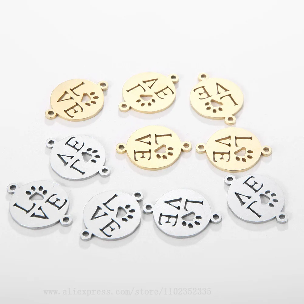50pcs/ Bag 18K gold-plated stainless steel letter hollow DIY handmade smooth small pendant accessory