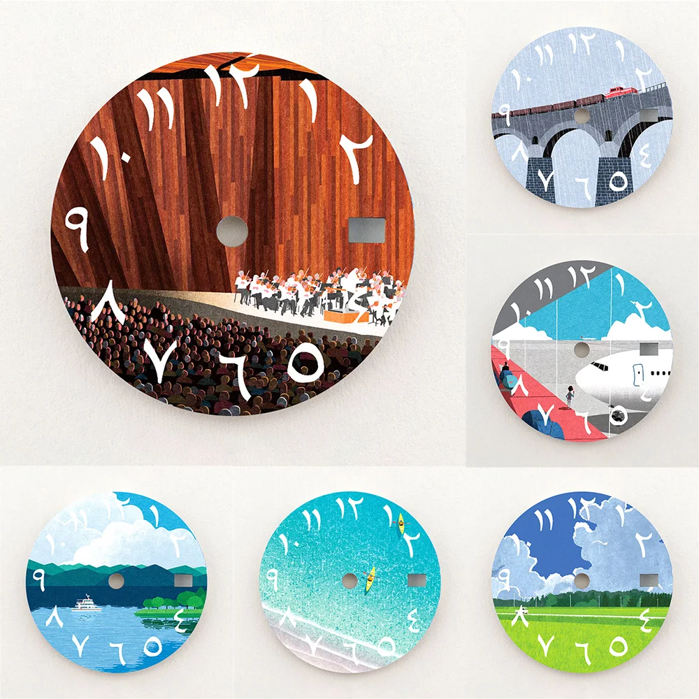 

28.5mm Dial NH35 Dial Natural Landscape Creative Dial NH36 Dial Arabic Numeral Dial Watch Accessories Fits NH35/NH36 Movement