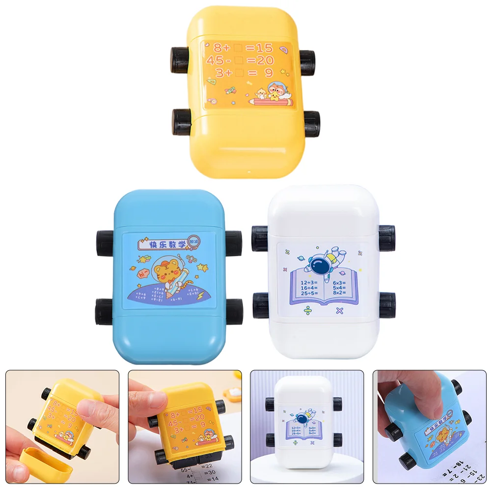 3 Pcs Addition Subtraction Math Training Roller Stamp Intelligent Kids Digital Teaching Plastic Questions Maker Student Child