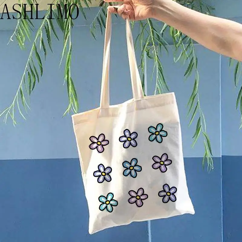 Vintage Flower Shopping Bag Print Women Shopper Bag Large Shoulder Bag Fashion Shopper Bag Aesthetics Hawaii Beach Bag Tote Bag