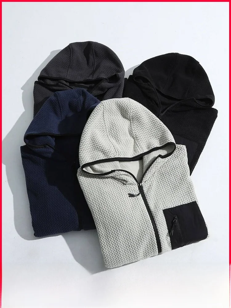 

High-End Outdoor Windproof Warm Fleece Hoodie Sweatshirt Casual Couple's Autumn Winter Fashion Zipper Design Standard Fit