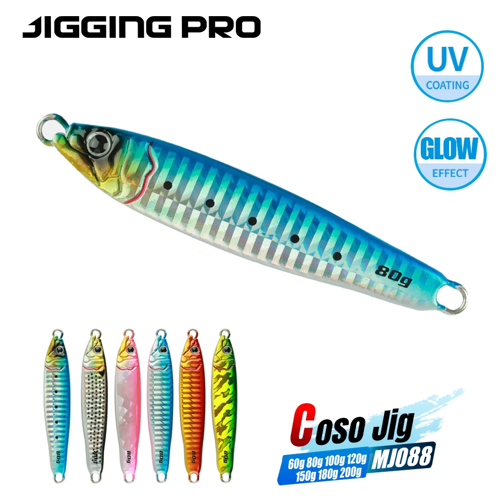 JIGGINGPRO Coso gabarit métallique à coulage lent 60g 80g 100g 120g 150g 180g 200g leurre de pêche en bateau en haute mer