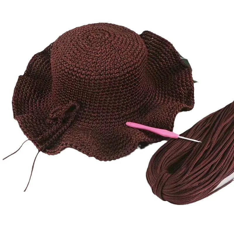 Light-Weight Ice Silk Yarn Ice Hemp Yarn Summer Sun Hat Hand-Woven DIY Hook Bag Cushion Craft Rope Hollow Wool