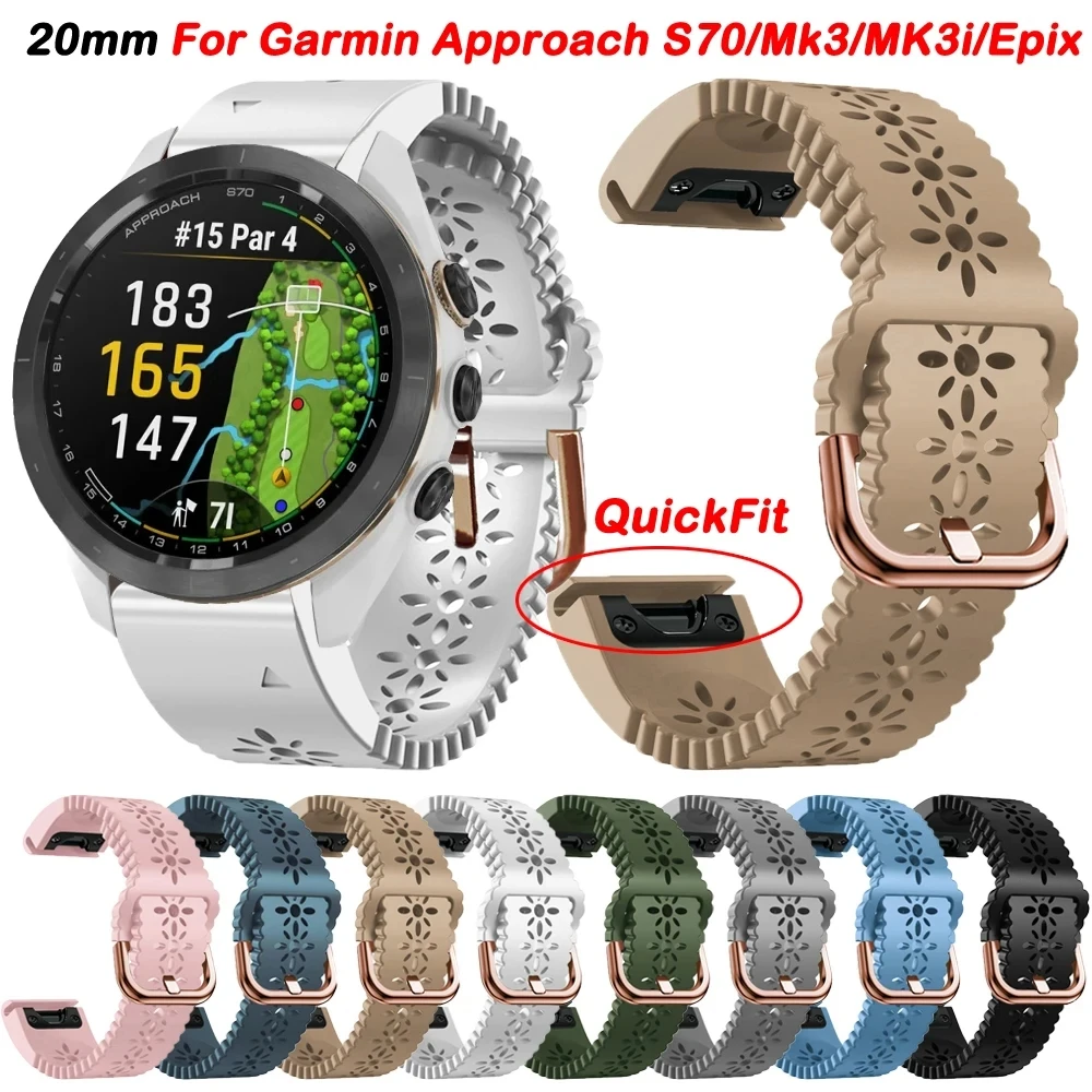 Ремешок для наручных часов 20 мм для Garmin Fenix 7S 6S Pro 5S Plus Quickfit Bands Epix Pro Gen 2 42 мм, силиконовый браслет, умный ремешок для часов