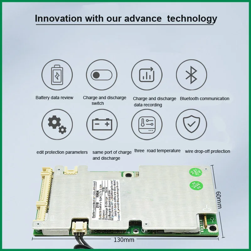 6S 7S 8S 9S 10S 12S 13S 14S 15S 16S 18S 20S 21S 22S Li Ion atau Baterai Lifepo4 BMS Pintar untuk 24V 36V baterai 48V 60V 72V 100A