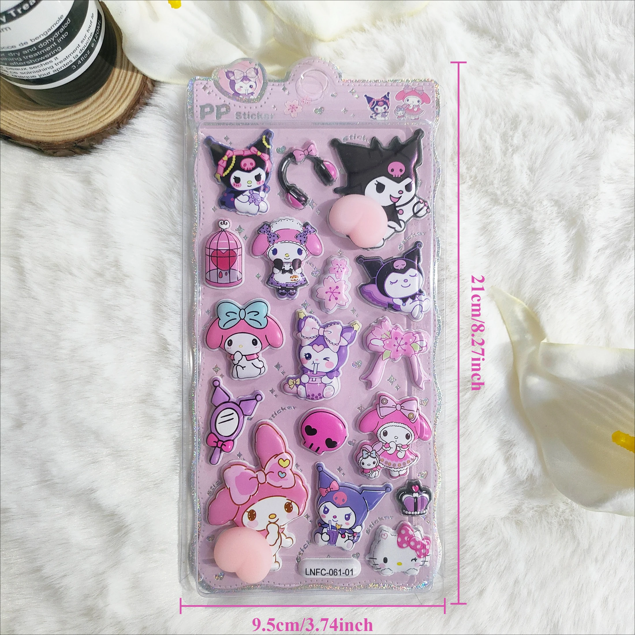 Sanrio Cute 3D Stereo Stickers - Soft Pinchable Butt Stress Relief Decals Perfect Cartoon Decor & Lovely Gift for Kids