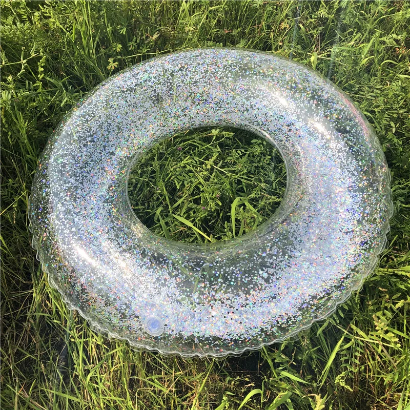 カラフルなインフレータブルおもちゃ透明なスパンコール水泳リング夏のビーチパーティー水のおもちゃプールインフレータブルフロートリング子供大人用