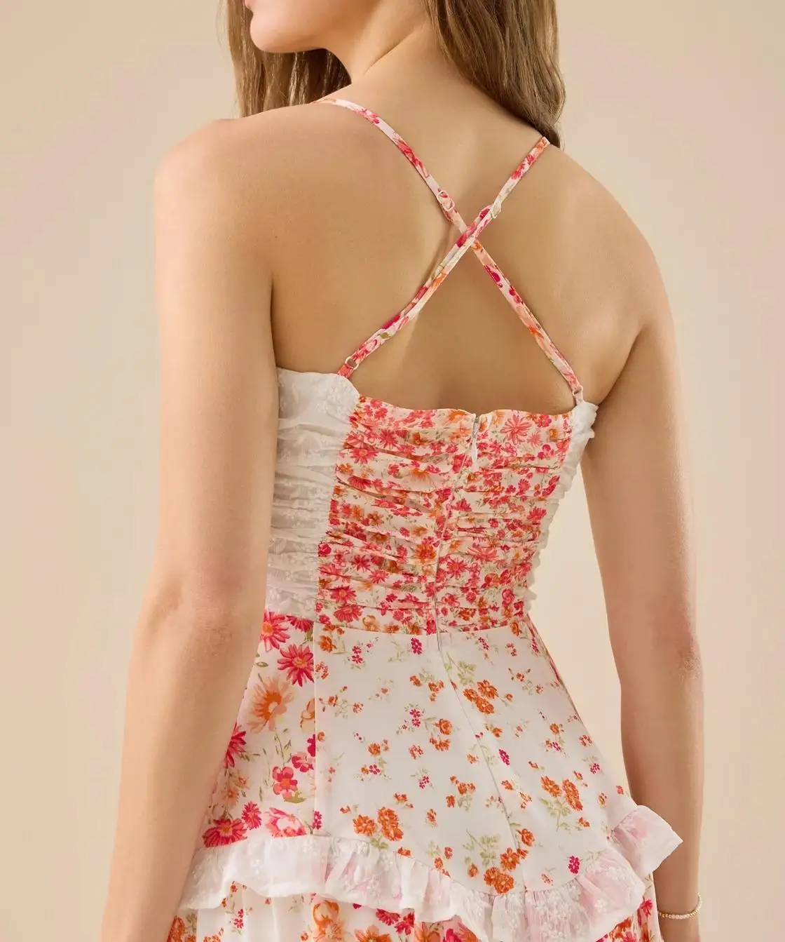 Abito lungo estivo da donna di nuova moda, senza maniche, aperto sul retro, scollo a V, stampa floreale, abito da spiaggia, vendita calda SML