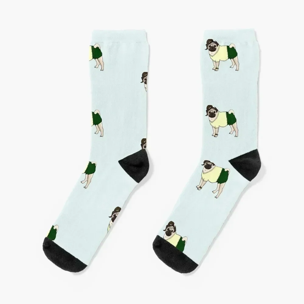 Pug with a Ponytail Socks cartoon Toe sports cool hiking Women Socks Men's