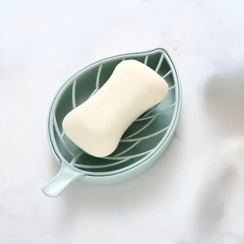 3 Colors Leaf Shape Soap Holder Non Slip Soap Box Toilet Shower Tray Draining Rack Bathroom Gadgets Soap Dish Tray Holder
