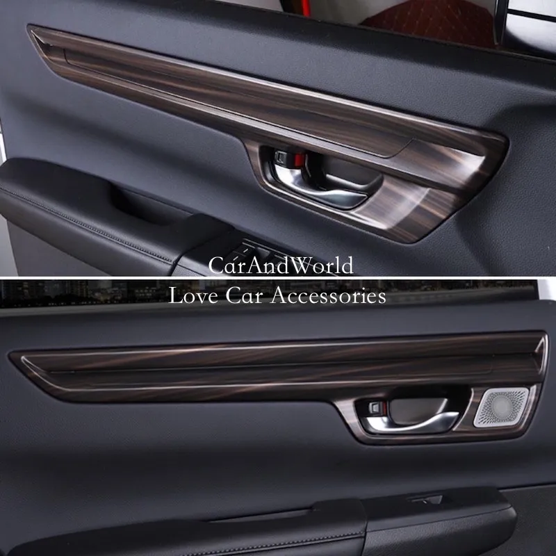 Carbon Fiber Interior Door Handle Bowl Speaker Protector Cover Trims Inner Decoration Accessories For Honda CRV CR-V 2023-2025