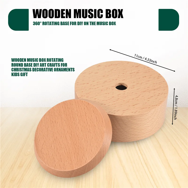 صندوق تشغيل الموسيقى الخشبي قاعدة مستديرة دوارة DIY الحرف الفنية لعيد الميلاد الحلي الزخرفية هدية للأطفال